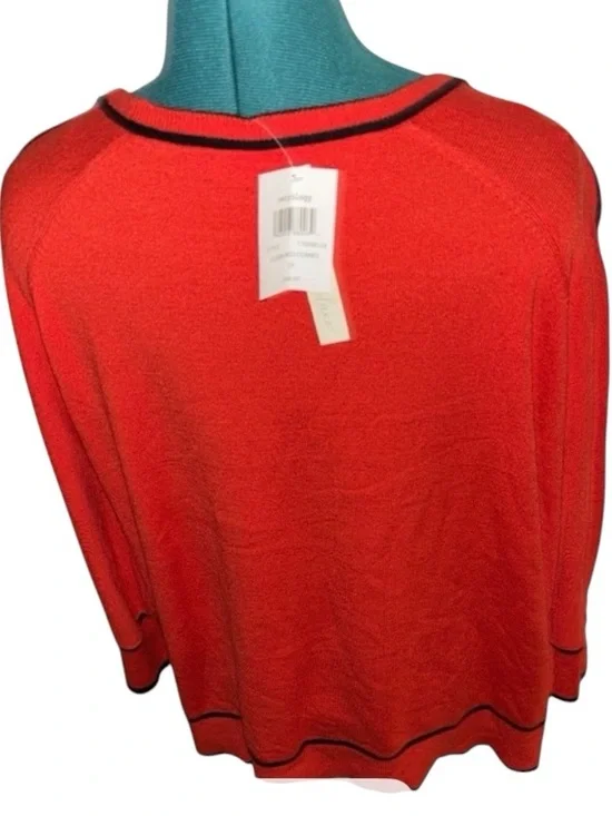 NWT Elegant Sweater w/Black Accents, P2P:29”, L:27”, Red/Orange/Black, RT $68 - Picture 4 of 5